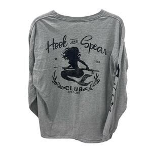 Salt Life Hook and Spear Club Long Sleeve Shirt Mens Large Gray Mermaid Graphic